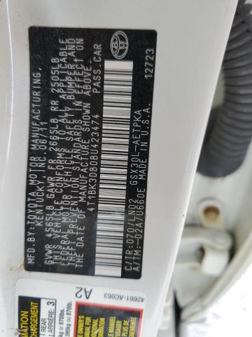 Photo 10 from auction – 2011 TOYOTA AVALON BAS with VIN 4T1BK3DB0BU423474
