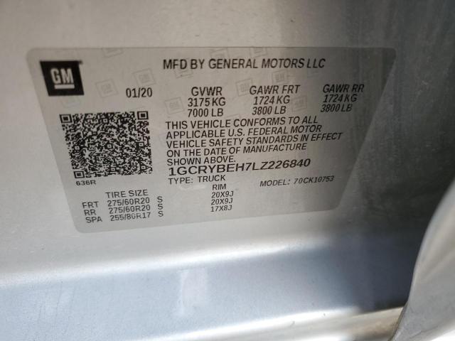 Photo 10 from auction – 2020 CHEVROLET SILVERADO with VIN 1GCRYBEH7LZ226840