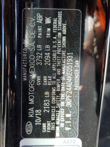 Photo 10 from auction – 2019 KIA FORTE FE with VIN 3KPF24AD4KE051931