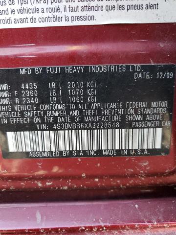 Photo 10 from auction – 2010 SUBARU LEGACY 2.5 with VIN 4S3BMBB6XA3228548