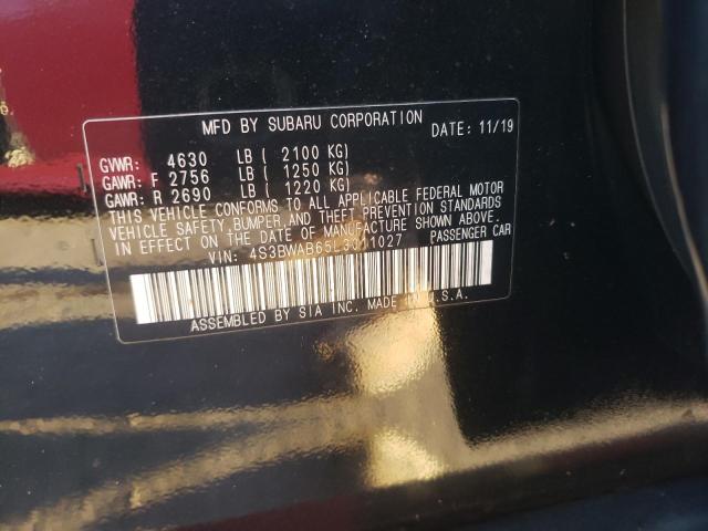 Photo 10 from auction – 2020 SUBARU LEGACY with VIN 4S3BWAB65L3011027