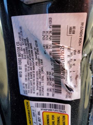 Photo 10 from auction – 2020 FORD FUSION SE with VIN 3FA6P0HD7LR170525