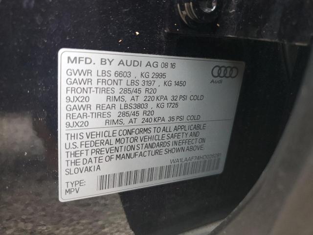 Photo 10 from auction – 2017 AUDI Q7 PREMIUM with VIN WA1LAAF74HD026281