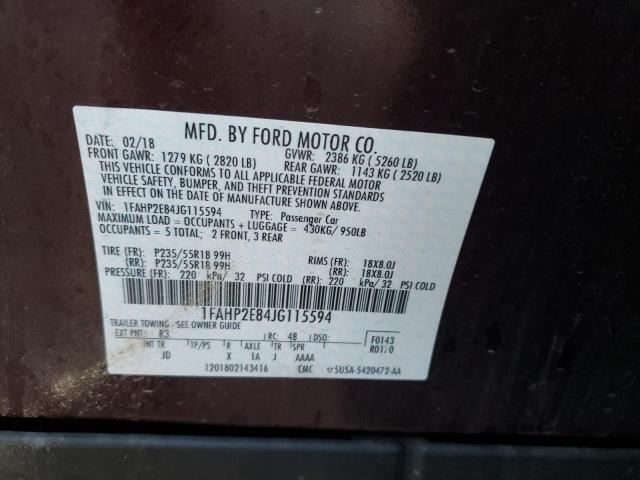 Photo 10 from auction – 2018 FORD TAURUS SEL with VIN 1FAHP2E84JG115594