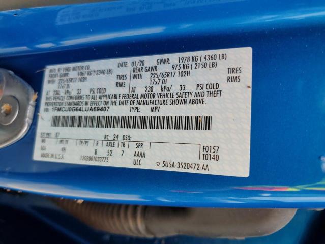 Photo 10 from auction – 2020 FORD ESCAPE SE with VIN 1FMCU0G64LUA69407