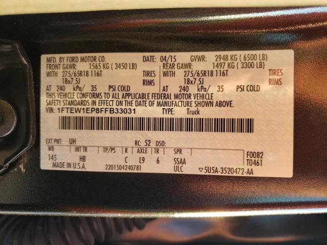 Photo 10 from auction – 2015 FORD F150 SUPER with VIN 1FTEW1EP8FFB33031