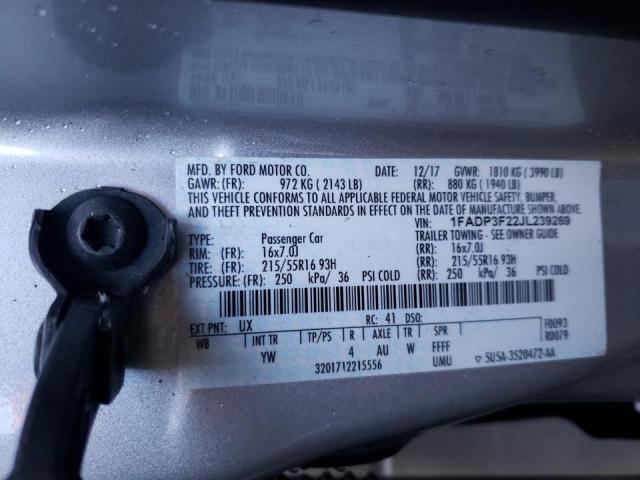 Photo 10 from auction – 2018 FORD FOCUS SE with VIN 1FADP3F22JL239269