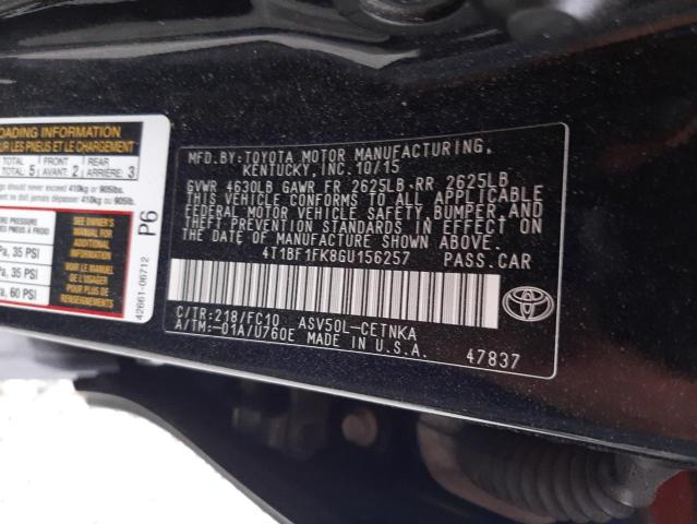 Photo 10 from auction – 2016 TOYOTA CAMRY LE with VIN 4T1BF1FK8GU156257