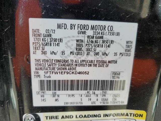 Photo 10 from auction – 2012 FORD F150 SUPER with VIN 1FTFW1EF9CKD46052