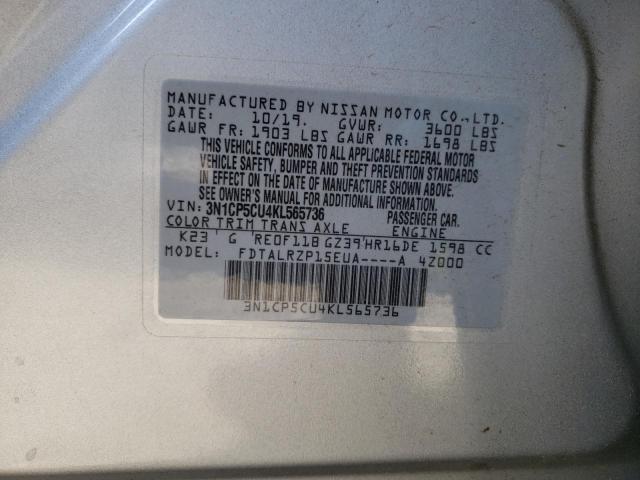 Photo 10 from auction – 2019 NISSAN KICKS S with VIN 3N1CP5CU4KL565736