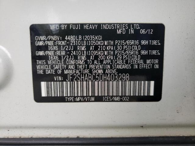 Photo 10 from auction – 2013 SUBARU FORESTER 2 with VIN JF2SHABC5DH403298