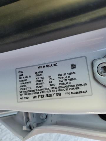 Photo 10 from auction – 2022 TESLA MODEL 3 with VIN 5YJ3E1EB2NF170707