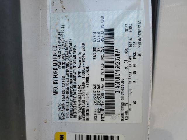 Photo 10 from auction – 2016 FORD FUSION SE with VIN 3FA6P0H74GR232897
