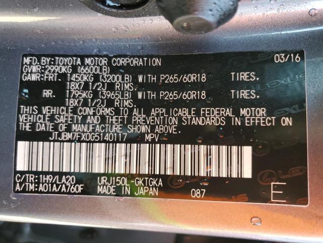 Photo 10 from auction – 2016 LEXUS GX 460 with VIN JTJBM7FX0G5140117