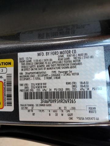Photo 10 from auction – 2017 FORD FUSION SE with VIN 3FA6P0H95HR269265
