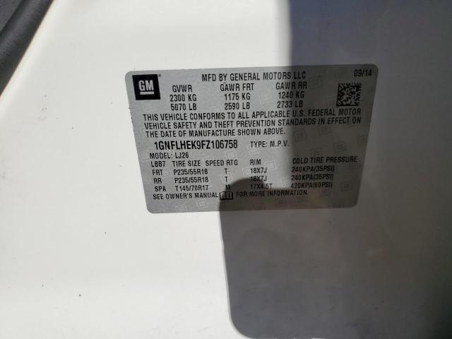 Photo 10 from auction – 2015 CHEVROLET EQUINOX LT with VIN 1GNFLHEK9FZ106758