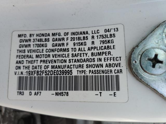 Photo 10 from auction – 2013 HONDA CIVIC LX with VIN 19XFB2F52DE039995