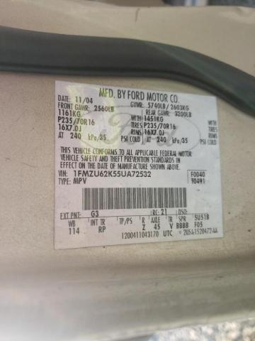 Photo 10 from auction – 2005 FORD EXPLORER X with VIN 1FMZU62K55UA72532