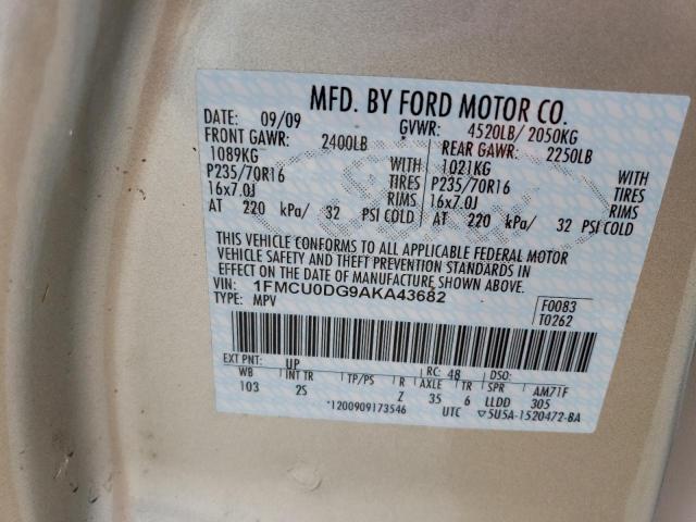 Photo 10 from auction – 2010 FORD ESCAPE XLT with VIN 1FMCU0DG9AKA43682