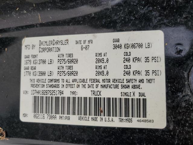 Photo 10 from auction – 2007 DODGE RAM 1500 S with VIN 1D7HA18287S251784