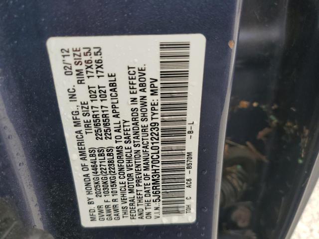 Photo 10 from auction – 2012 HONDA CR-V EXL with VIN 5J6RM3H70CL012239