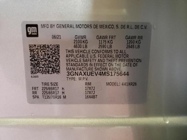 Photo 10 from auction – 2021 CHEVROLET EQUINOX LT with VIN 3GNAXUEV4MS175644
