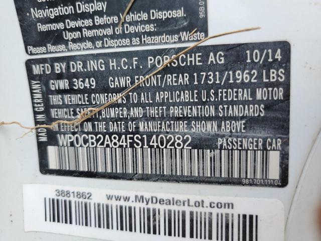 Photo 10 from auction – 2015 PORSCHE BOXSTER S with VIN WP0CB2A84FS140282
