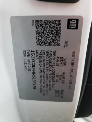 Photo 10 from auction – 2022 CHEVROLET CORVETTE S with VIN 1G1YC3D44N5103479