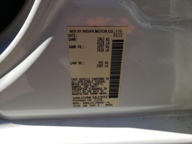 Photo 10 from auction – 2022 NISSAN ALTIMA SR with VIN 1N4BL4CV8NN362902