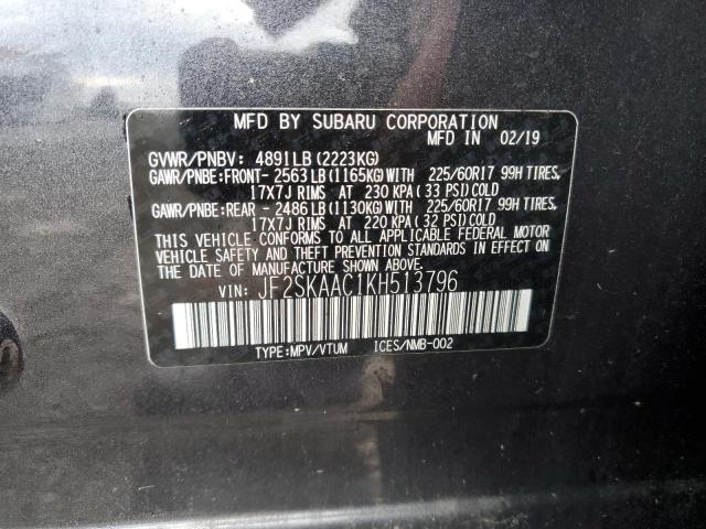 Photo 10 from auction – 2019 SUBARU FORESTER with VIN JF2SKAAC1KH513796