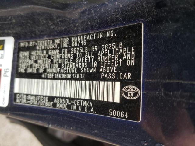 Photo 10 from auction – 2017 TOYOTA CAMRY LE with VIN 4T1BF1FK9HU617838