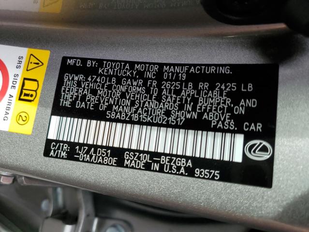 Photo 10 from auction – 2019 LEXUS ES 350 with VIN 58ABZ1B15KU021517