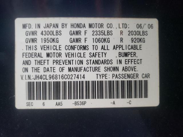 Photo 10 from auction – 2006 ACURA TSX with VIN JH4CL96816C027414