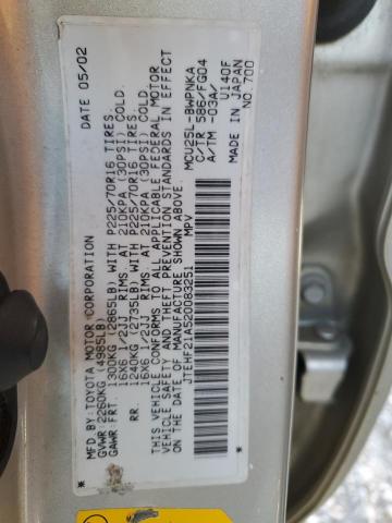 Photo 10 from auction – 2002 TOYOTA HIGHLANDER with VIN JTEHF21A520083251