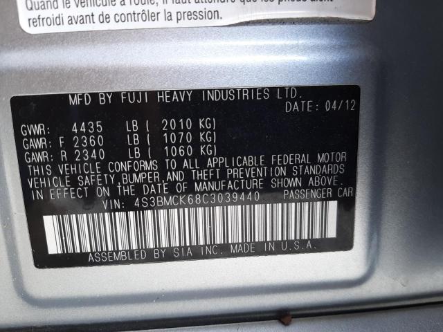 Photo 10 from auction – 2012 SUBARU LEGACY 2.5 with VIN 4S3BMCK68C3039440