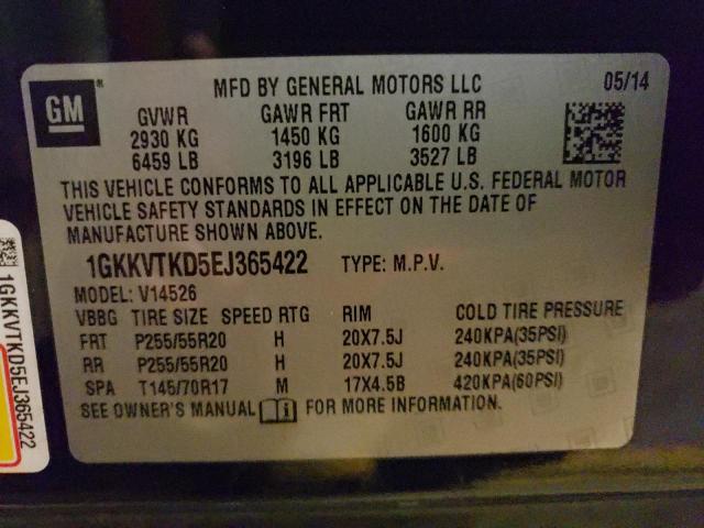Photo 10 from auction – 2014 GMC ACADIA DEN with VIN 1GKKVTKD5EJ365422