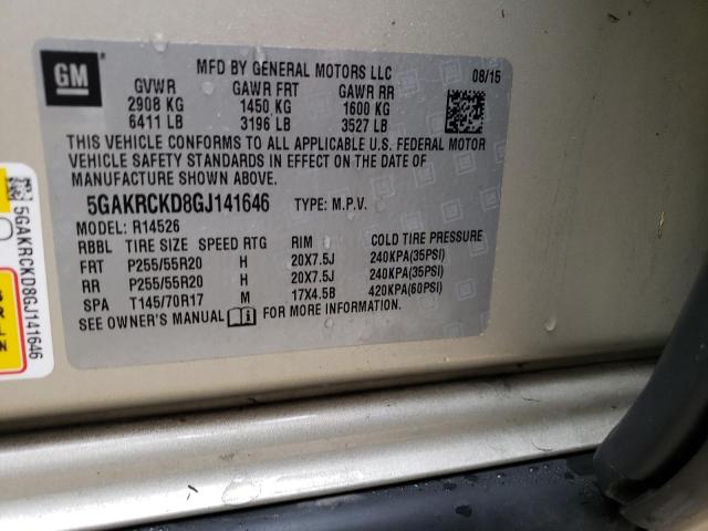 Photo 10 from auction – 2016 BUICK ENCLAVE with VIN 5GAKRCKD8GJ141646