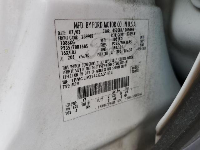 Photo 10 from auction – 2004 FORD ESCAPE XLT with VIN 1FMCU93144KA31414