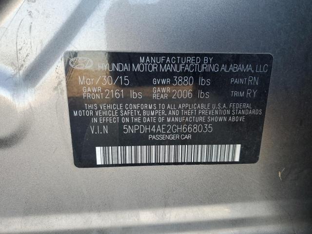 Photo 10 from auction – 2016 HYUNDAI ELANTRA SE with VIN 5NPDH4AE2GH668035