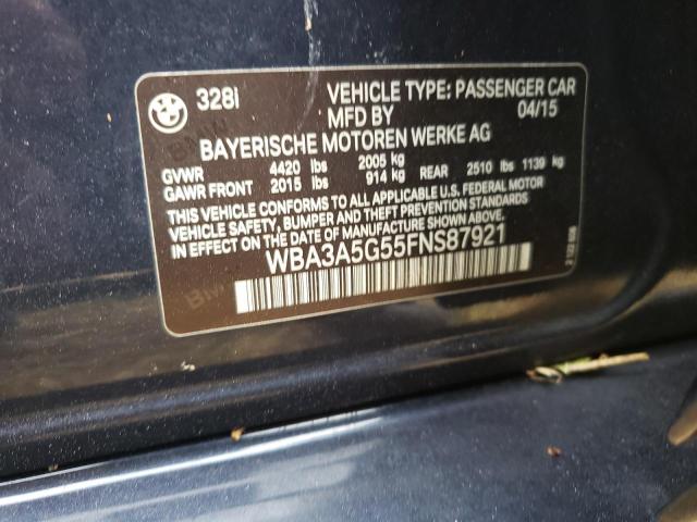Photo 10 from auction – 2015 BMW 328 I with VIN WBA3A5G55FNS87921