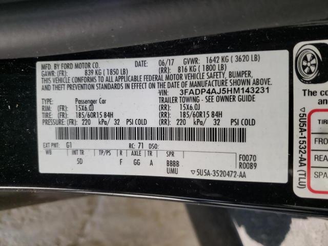 Photo 10 from auction – 2017 FORD FIESTA S with VIN 3FADP4AJ5HM143231