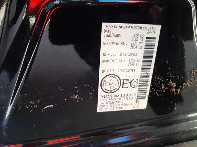 Photo 10 from auction – 2016 NISSAN MURANO S with VIN 5N1AZ2MG0GN138952