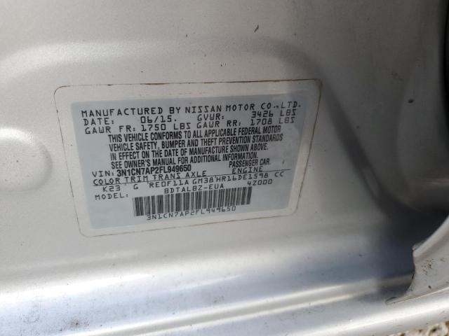 Photo 10 from auction – 2015 NISSAN VERSA S with VIN 3N1CN7AP2FL949650