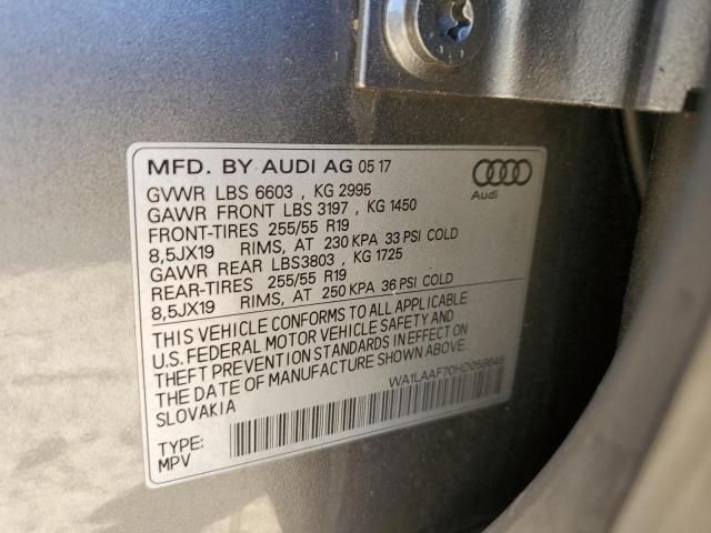 Photo 10 from auction – 2017 AUDI Q7 PREMIUM with VIN WA1LAAF70HD058645
