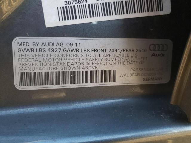 Photo 10 from auction – 2012 AUDI A4 PREMIUM with VIN WAUBFAFL0CN009106