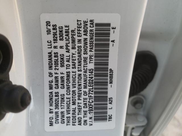 Photo 10 from auction – 2020 HONDA CIVIC EXL with VIN 19XFC1F72LE024145