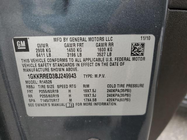 Photo 10 from auction – 2011 GMC ACADIA SLT with VIN 1GKKRRED3BJ249943