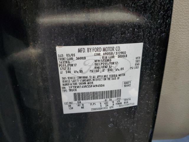 Photo 10 from auction – 2005 FORD F150 SUPER with VIN 1FTRW14W35FA94504