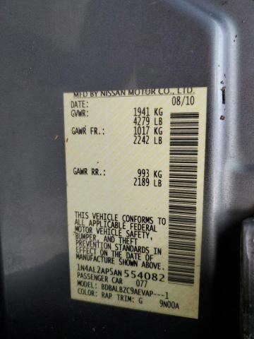 Photo 10 from auction – 2010 NISSAN ALTIMA BAS with VIN 1N4AL2AP5AN554082