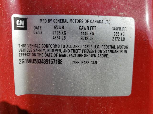 Photo 10 from auction – 2008 CHEVROLET IMPALA LTZ with VIN 2G1WU583489167188
